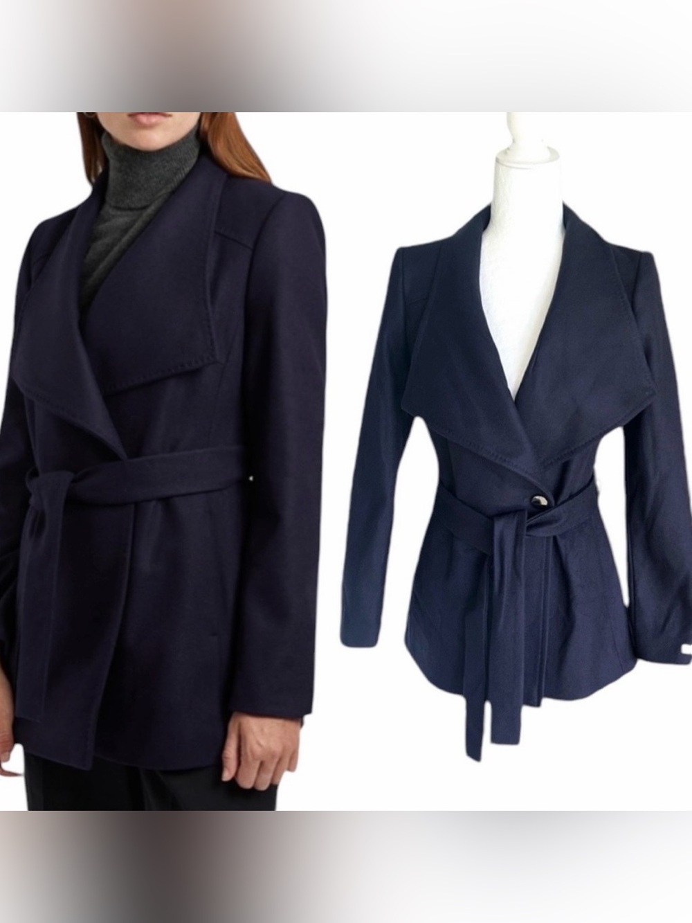 Ted Baker Navy Belted Trench Coat NWOT